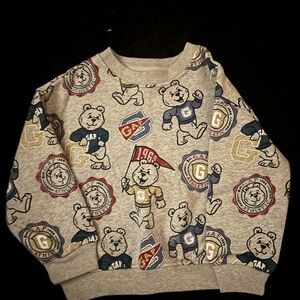 GAP Gray Bear Patterned Sweatshirt